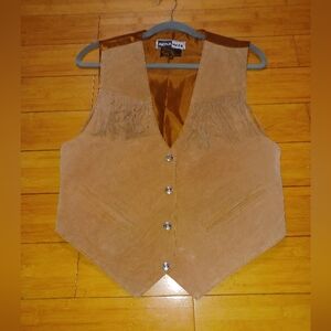 Vintage Mona ModeTan Suede Vest with Fringe